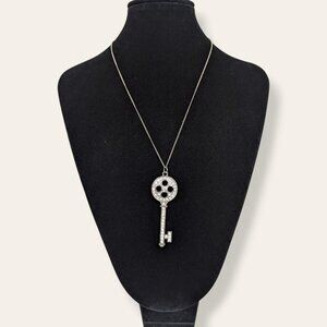 Vintage Rhinestone Key Pendant Necklace